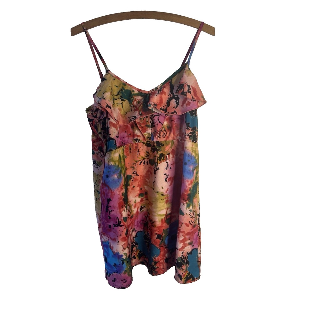 Vtg Y2K Wet Seal Floral Babydoll Mini Dress Women M Party Club Colorful Fun